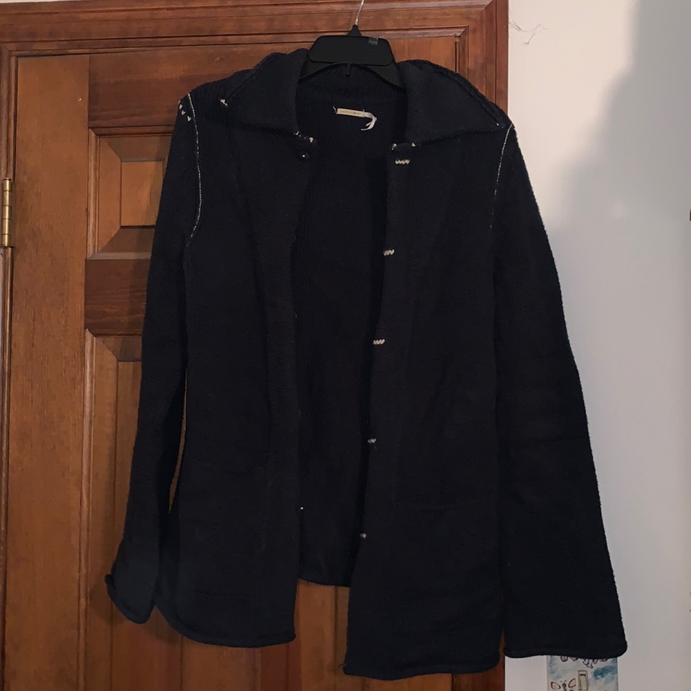 Max Studio navy chenille Shacket